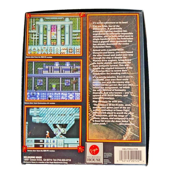 Obliterator PC 1989 Psygnosis Shooter Video Game Floppy Virgin Melbourne House - Picture 2 of 11